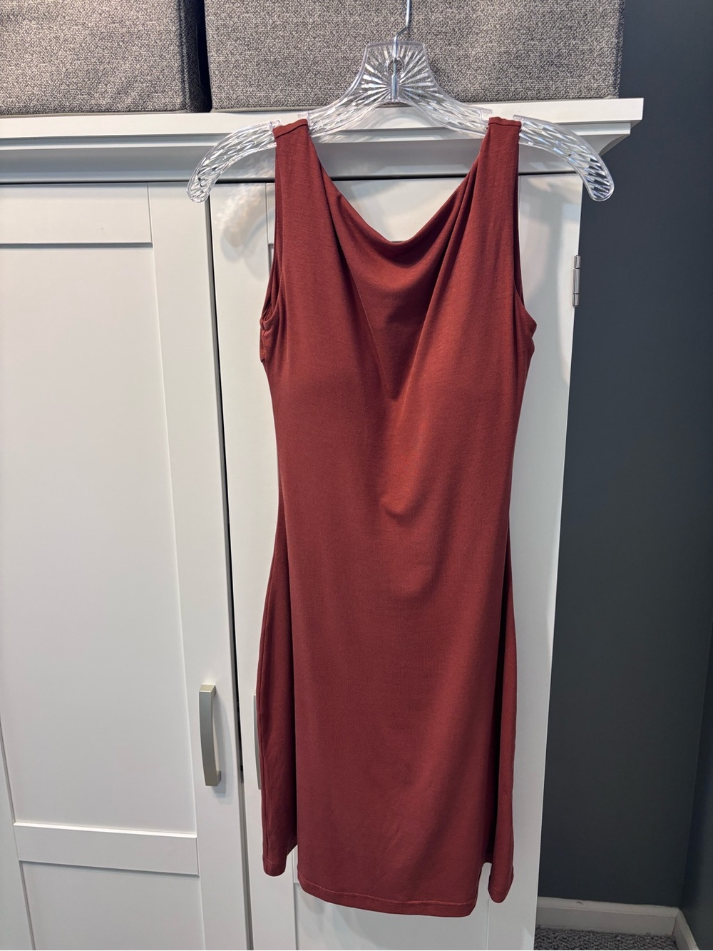OGL Rust Cowl Neck Sleeveless Dress NWOT Size S Casual Resort Vacation Travel